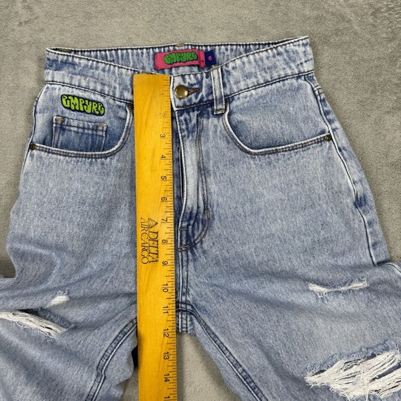 EMPYRE Tori Womens 0 Distressed Y2K Skate Jeans Relaxed Denim High Waist Ripped - Picture 10 of 11